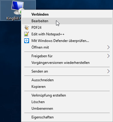 RDP Verbindung bearbeiten