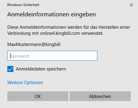 Anmeldeinformationen eingeben