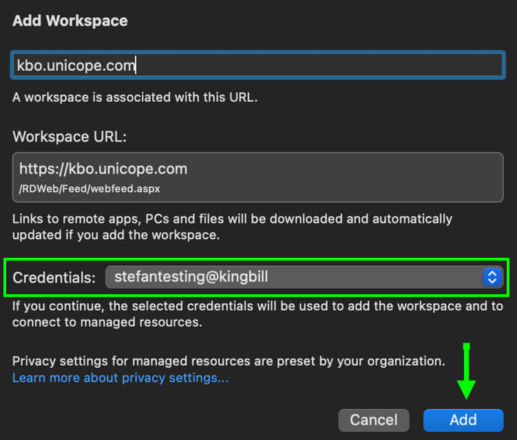 Add Workspace