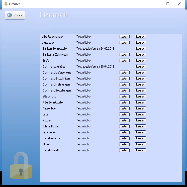 Zusatzmodule testen