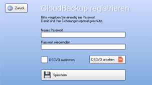 Cloudbackup Registrierung