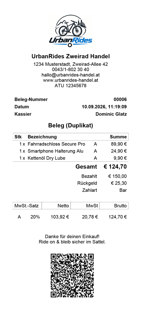Kassenbon Einzelhandel