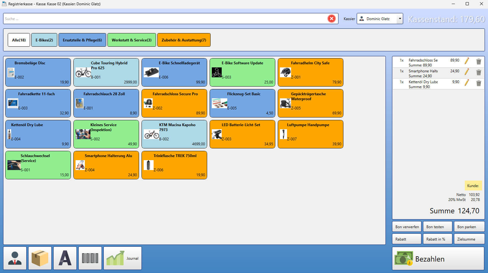 Screenshot KingBill Registrierkasse Touch