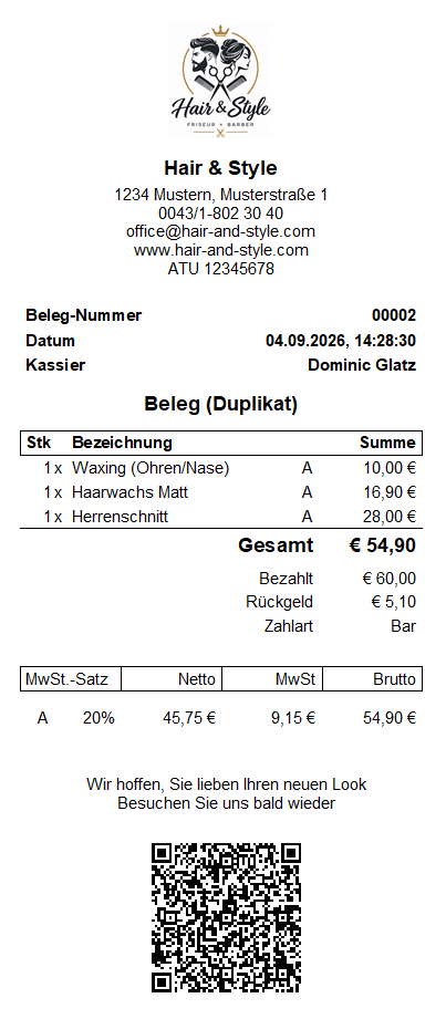KingBill Registrierkasse für Friseur und Barber