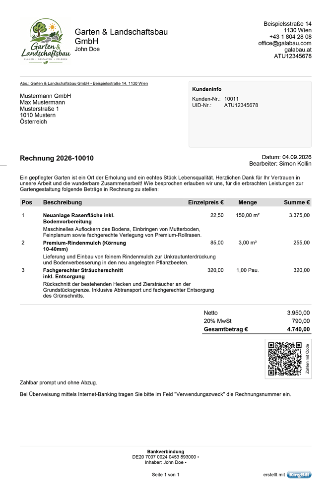 Rechnungssoftware für Gärtner und Landschaftsbauer
