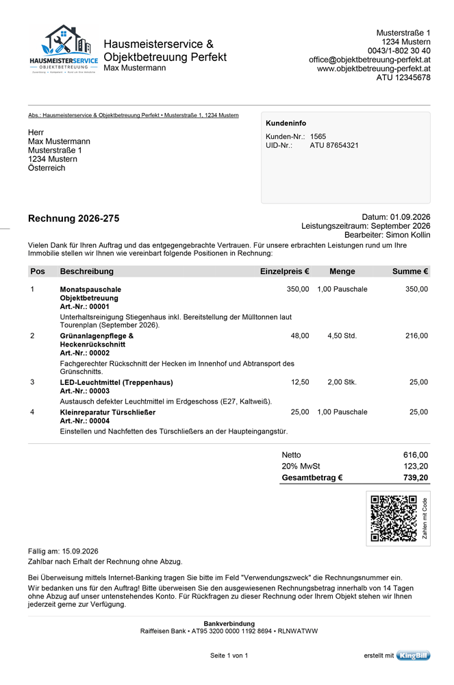 Rechnungssoftware für Hausmeisterservice
