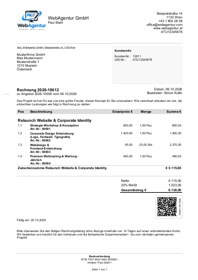 Rechnung Freelancer Agentur Design